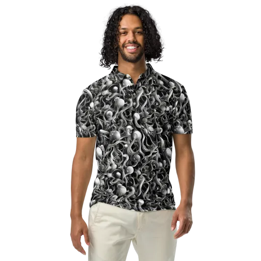 Fluid Monochrome on a Men's Slim Fit Polo Shirt