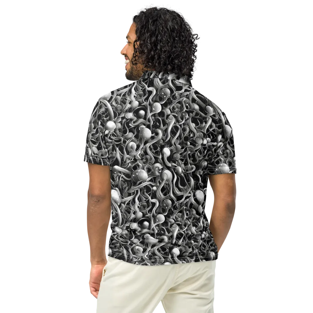 Fluid Monochrome on Men's Slim Fit Polo Shirt — Back
