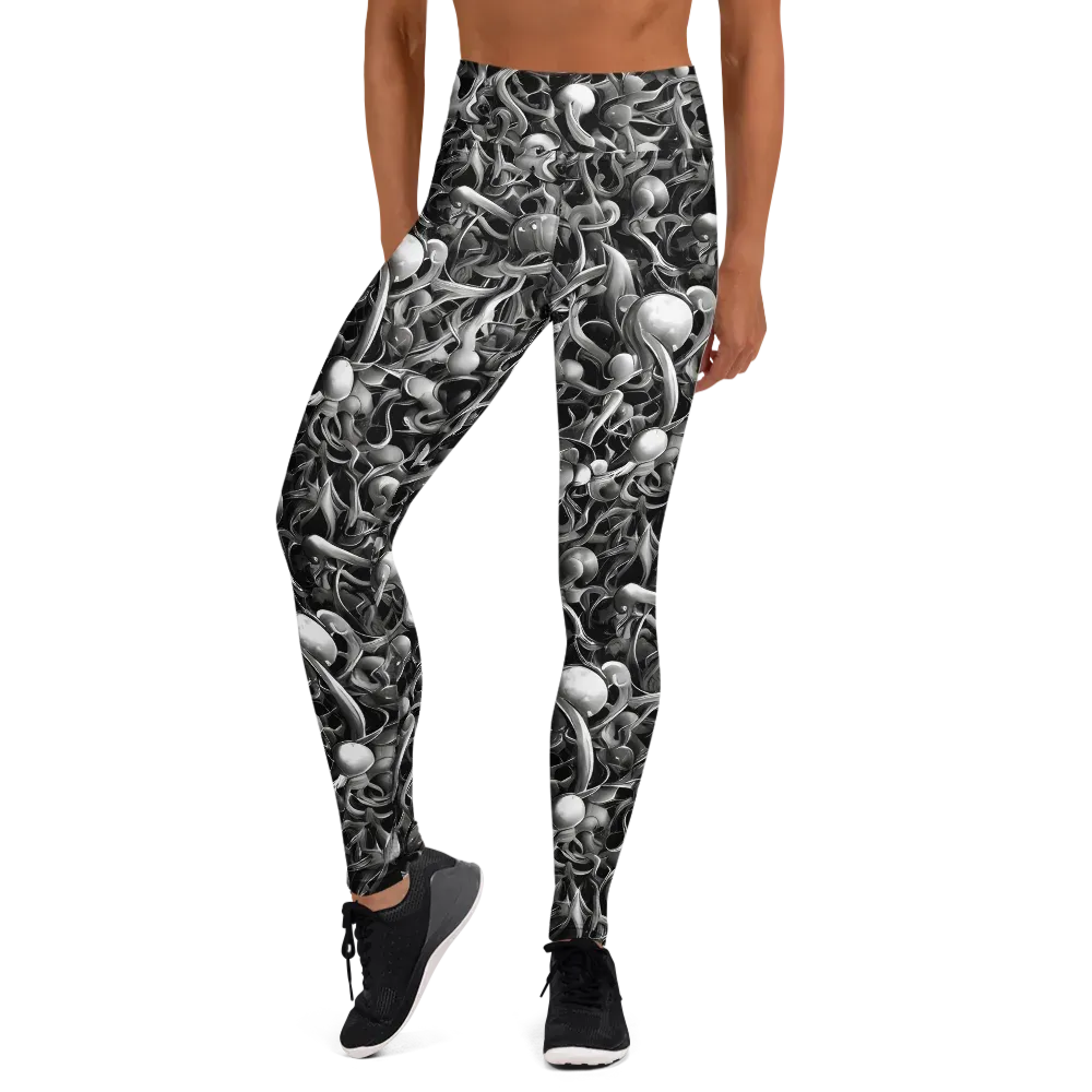 Fluid Monochrome on Yoga Leggings — Front