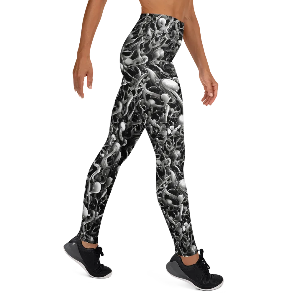 Fluid Monochrome on Yoga Leggings — Right