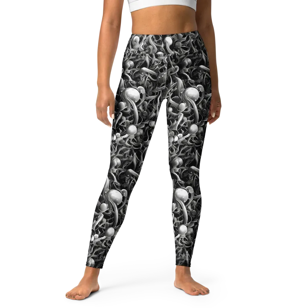 Fluid Monochrome on Yoga Leggings — Front