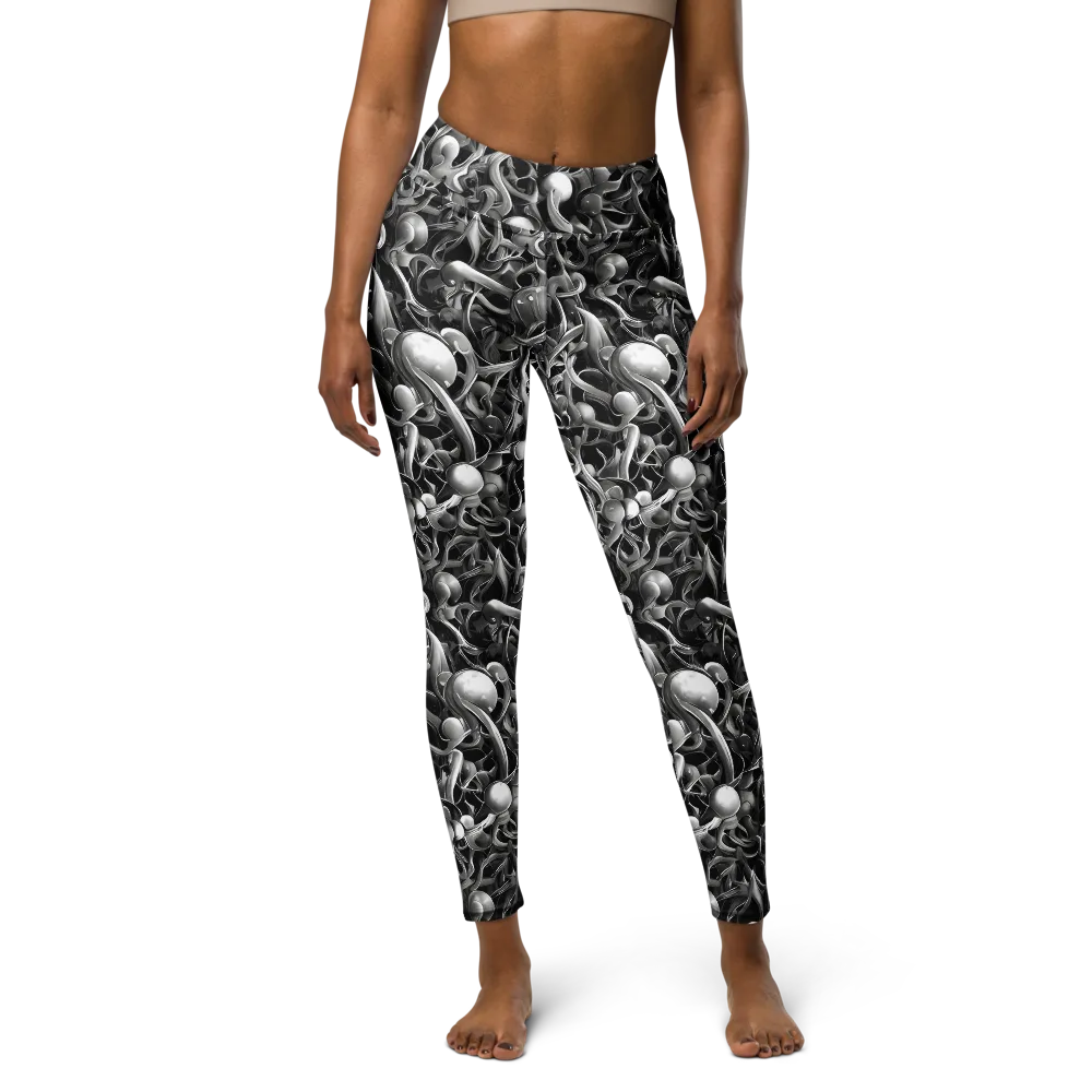 Fluid Monochrome on Yoga Leggings — Front