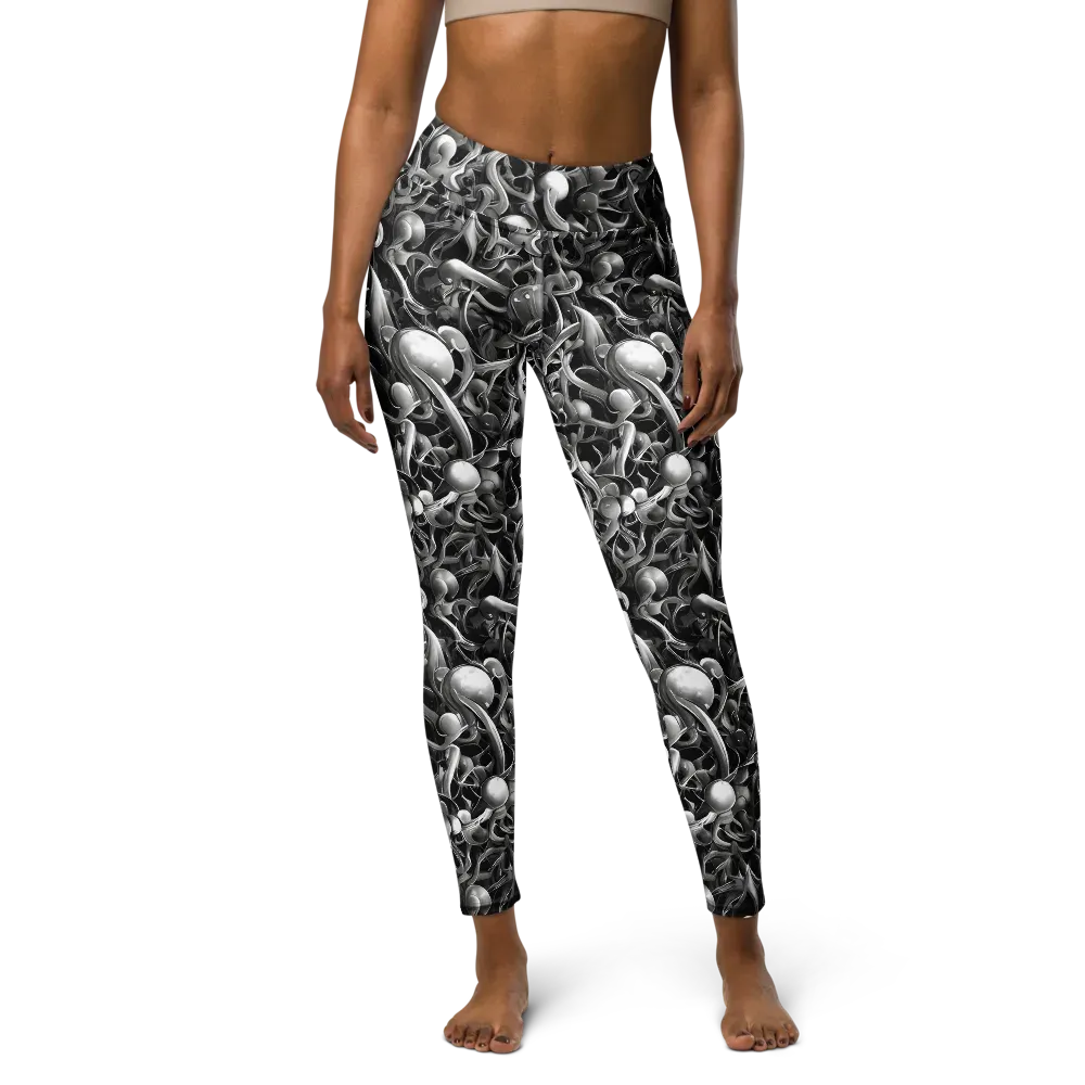 Fluid Monochrome on Yoga Leggings — Front