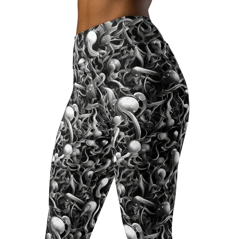 Fluid Monochrome on Yoga Leggings — Left Front