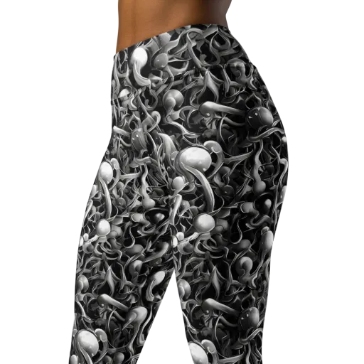 Fluid Monochrome on a Yoga Leggings