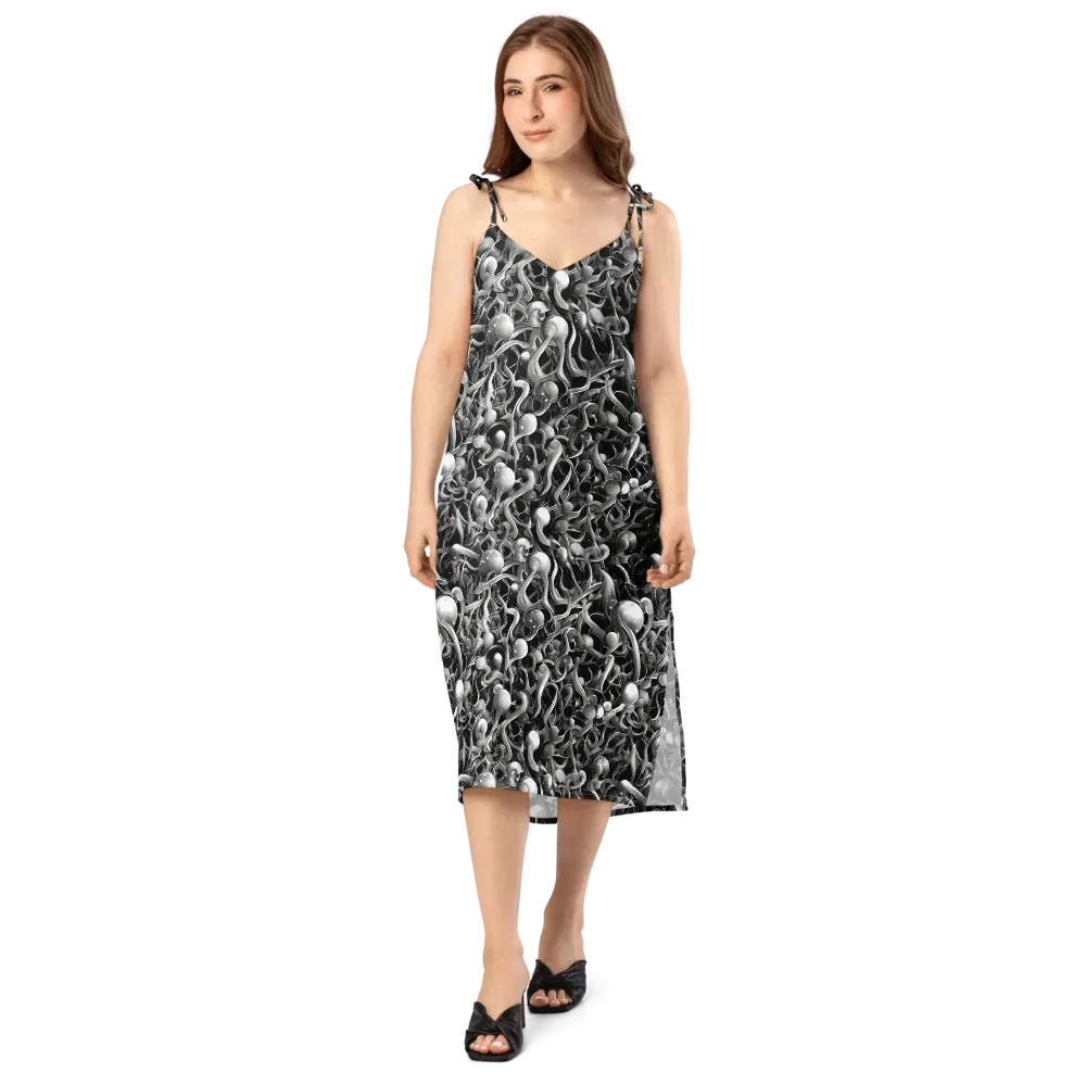 Fluid Monochrome on Slip Dress — Front