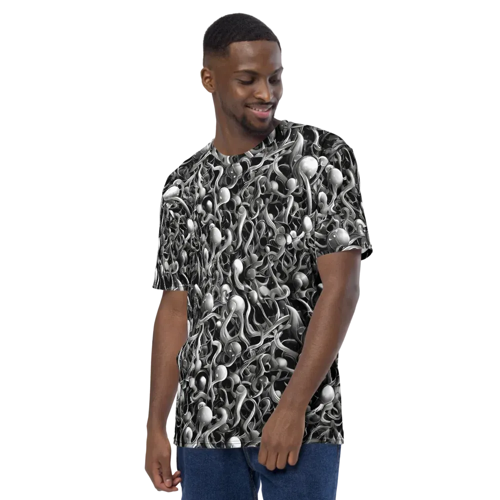Fluid Monochrome on Men's Crew Neck T-Shirt — Left