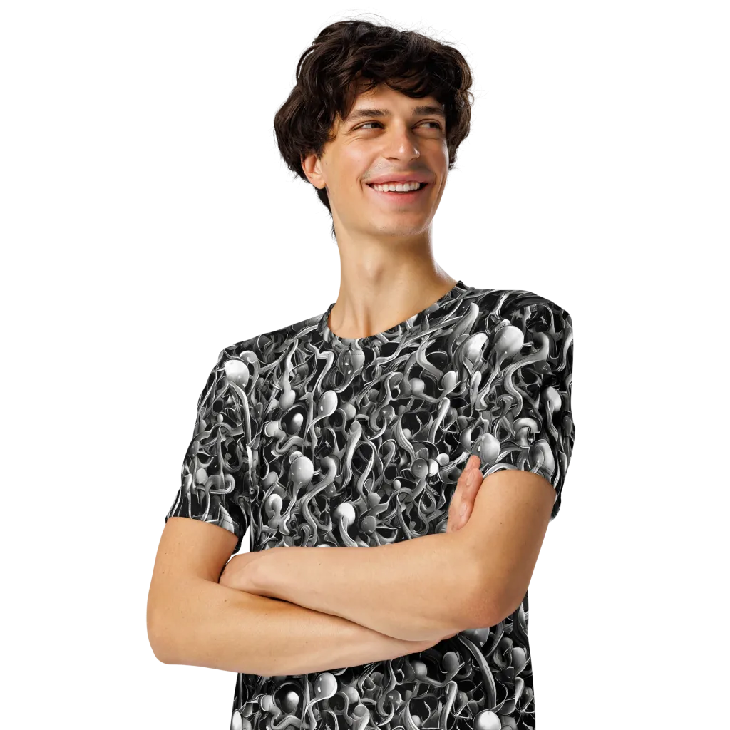 Fluid Monochrome on Men's Crew Neck T-Shirt — Left Front