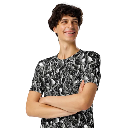 Fluid Monochrome on a Men's Crew Neck T-Shirt