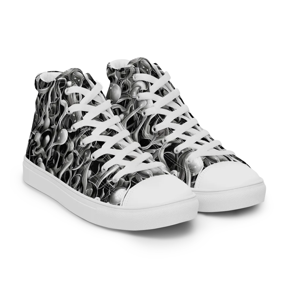 Fluid Monochrome on Men's High Top Canvas Shoes — Right Front