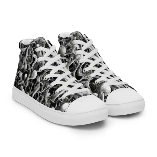 Fluid Monochrome on a Men's High Top Canvas Shoes