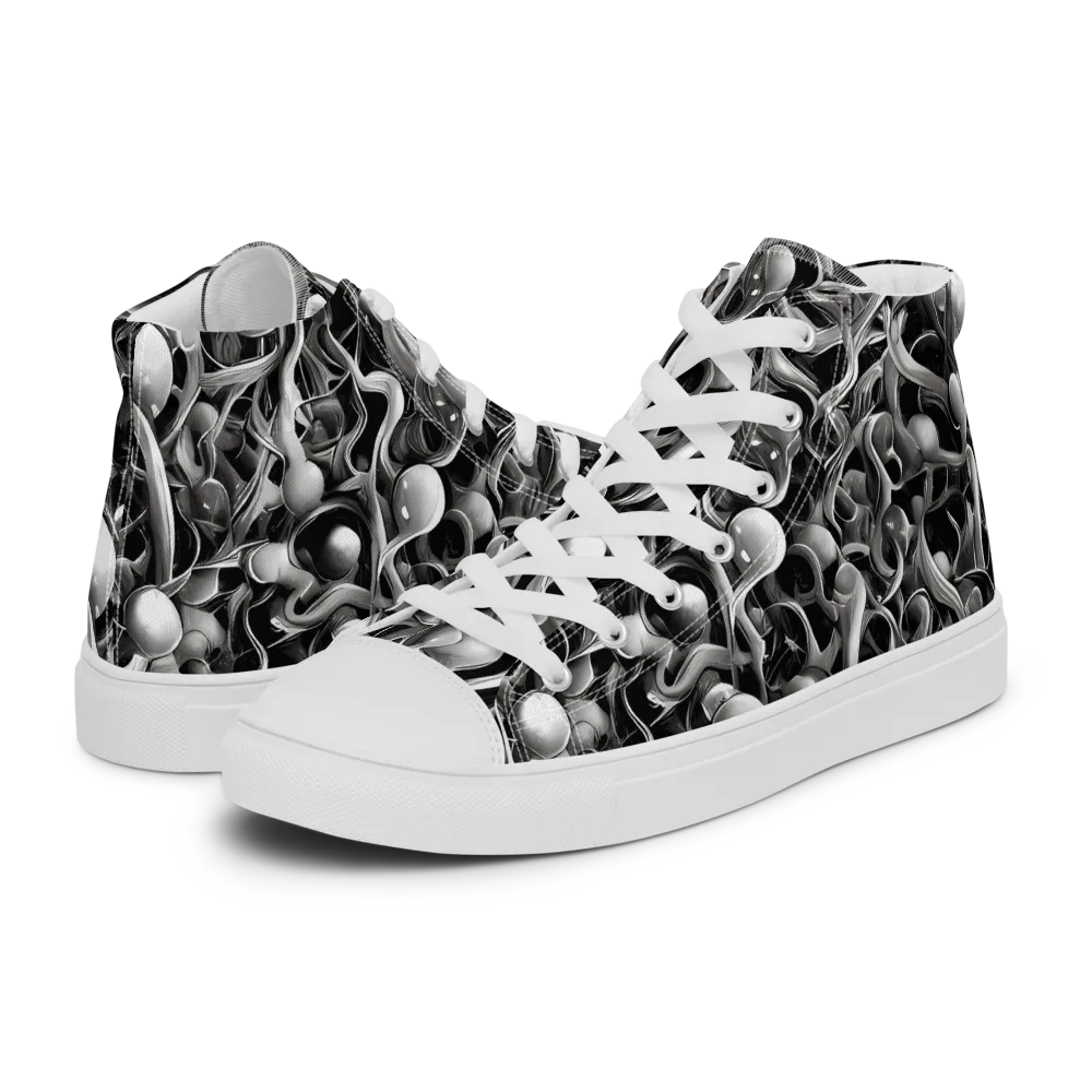 Fluid Monochrome on Men's High Top Canvas Shoes — Left