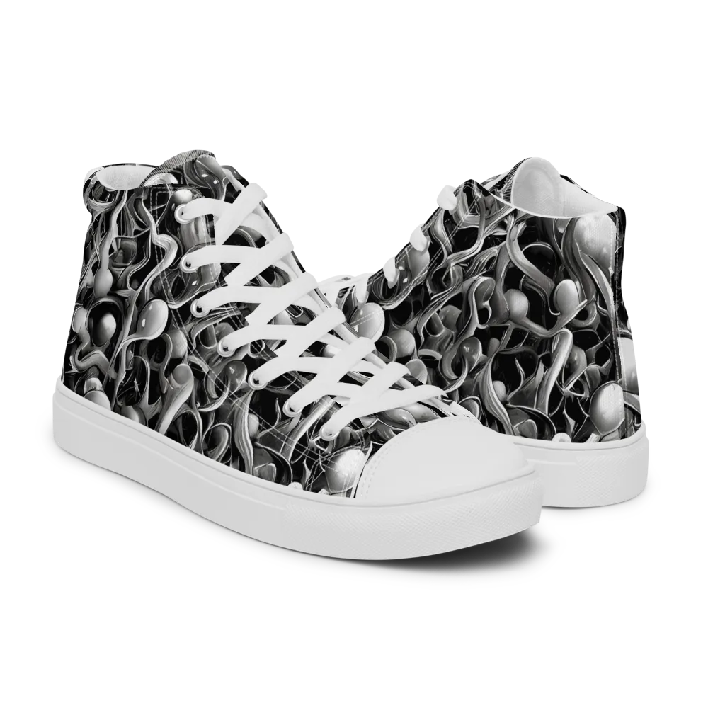 Fluid Monochrome on Men's High Top Canvas Shoes — Right
