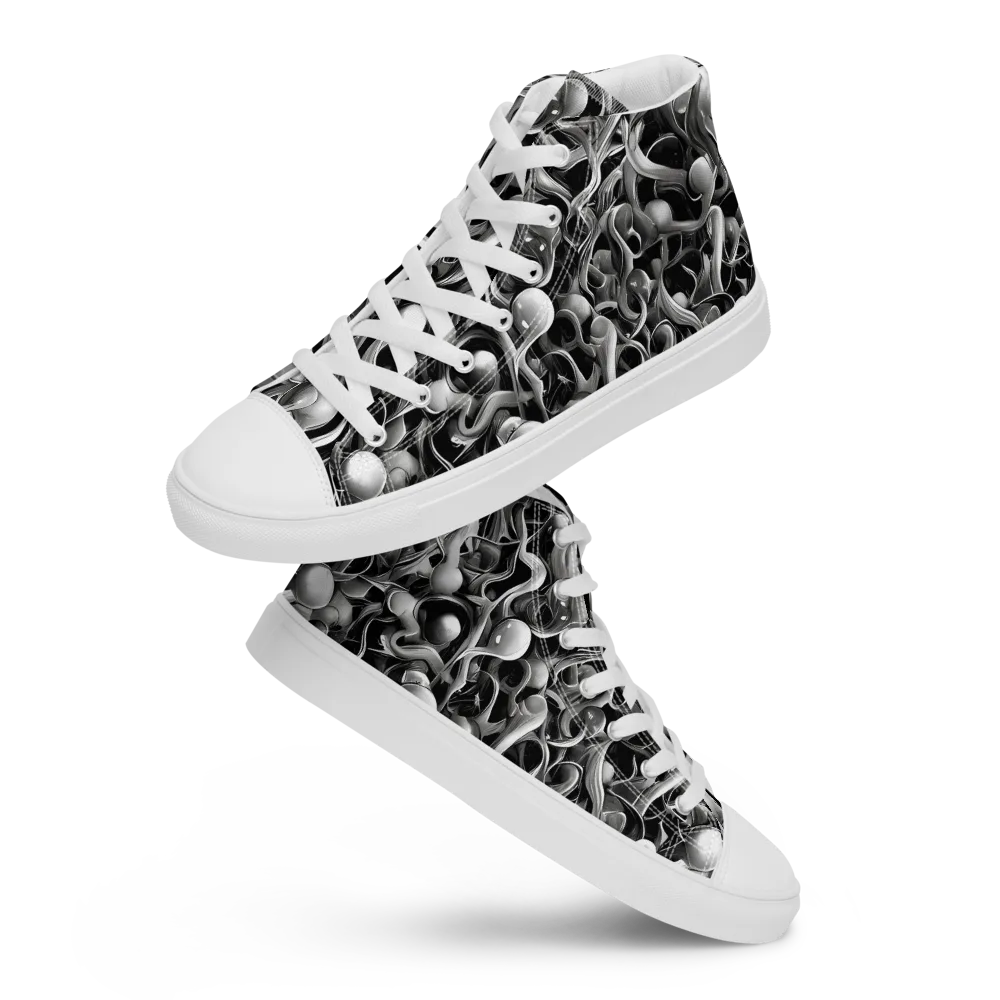 Fluid Monochrome on Men's High Top Canvas Shoes — Front