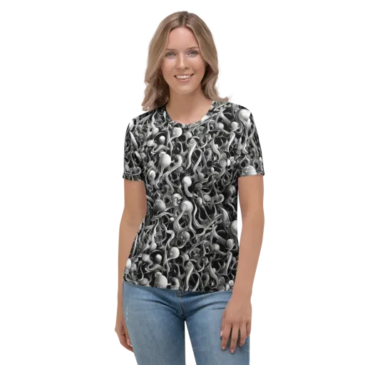 Fluid Monochrome on a Women's Crew Neck T-Shirt