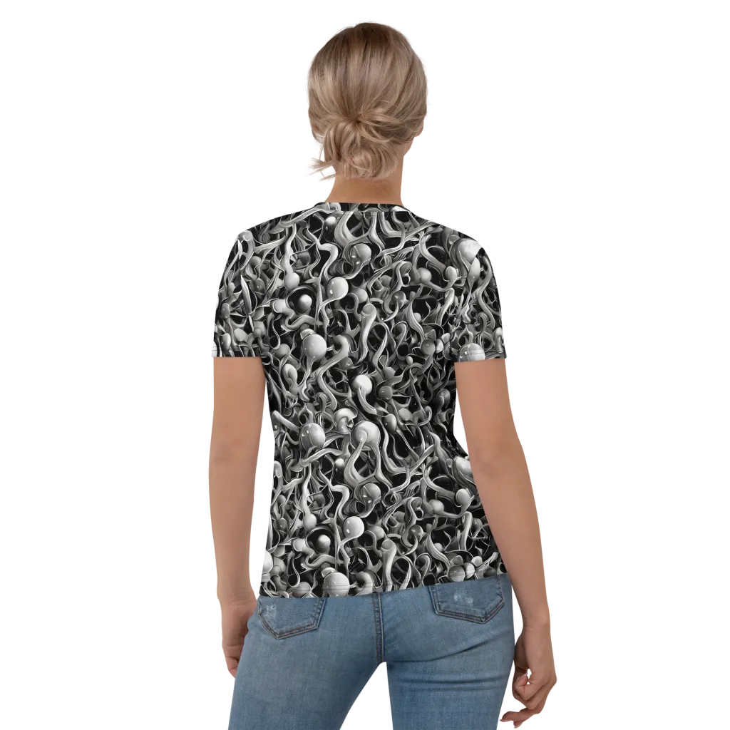 Fluid Monochrome on Women's Crew Neck T-Shirt — Back