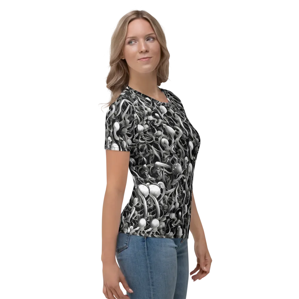 Fluid Monochrome on Women's Crew Neck T-Shirt — Right