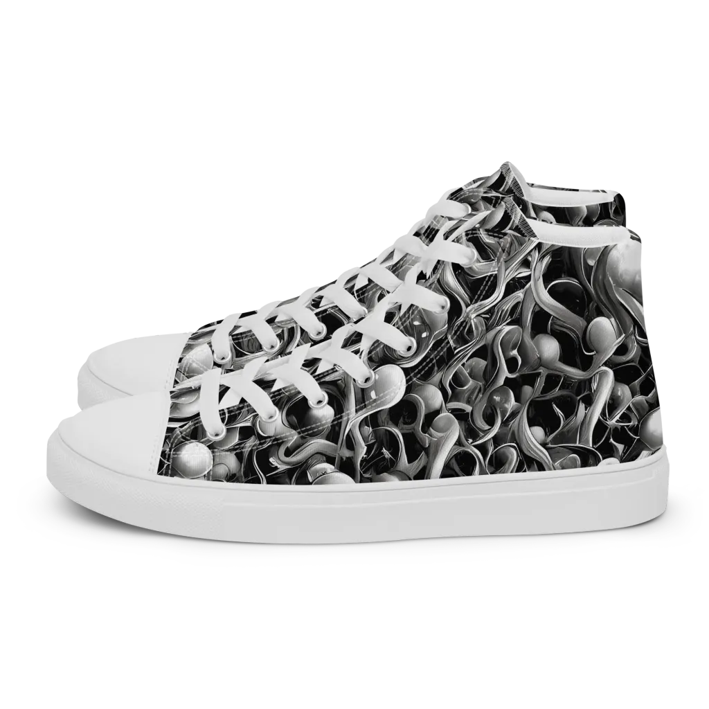 Fluid Monochrome on Women's High Top Canvas Shoes — Left