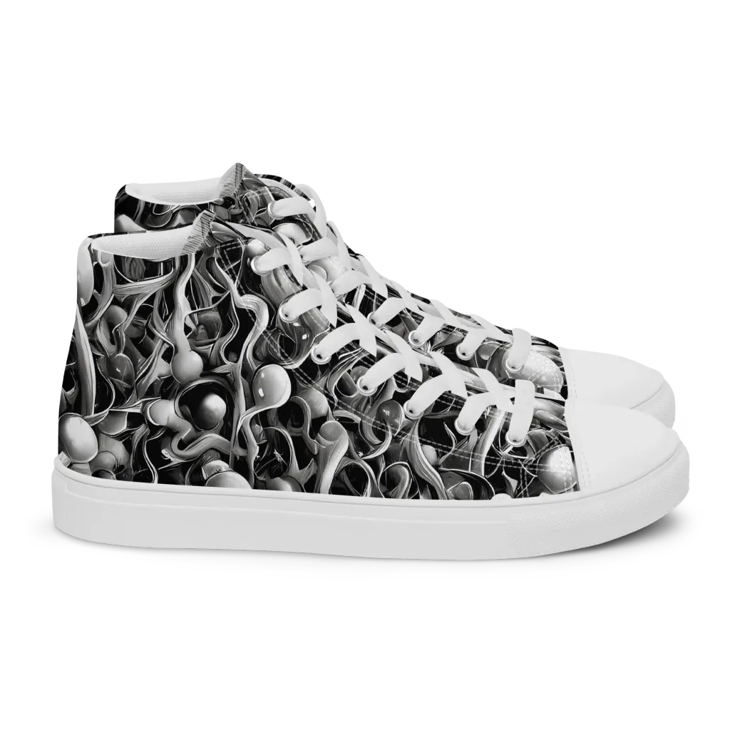 Fluid Monochrome on Women's High Top Canvas Shoes — Right