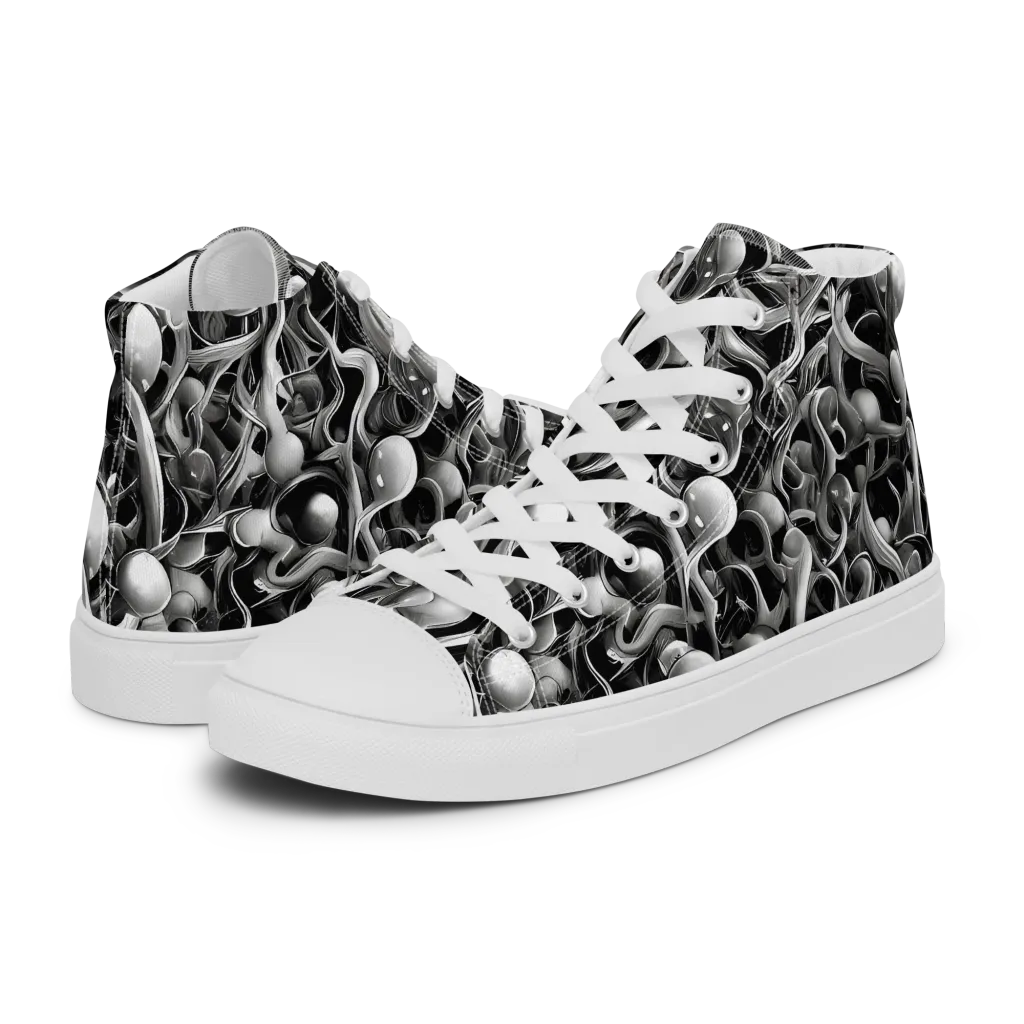 Fluid Monochrome on Women's High Top Canvas Shoes — Left