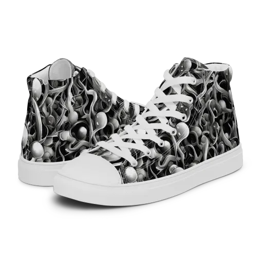 Fluid Monochrome on a Women's High Top Canvas Shoes