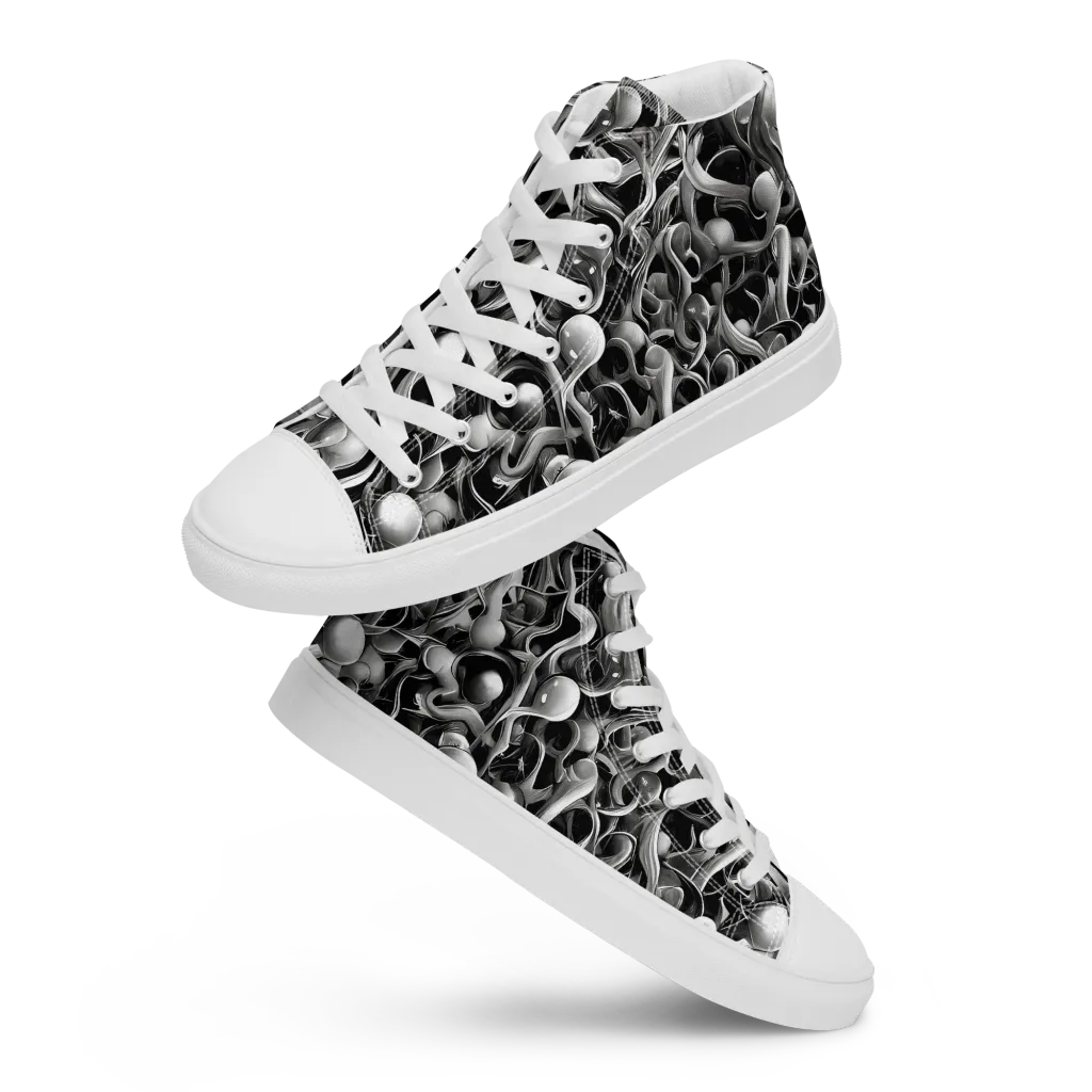 Fluid Monochrome on Women's High Top Canvas Shoes — Front