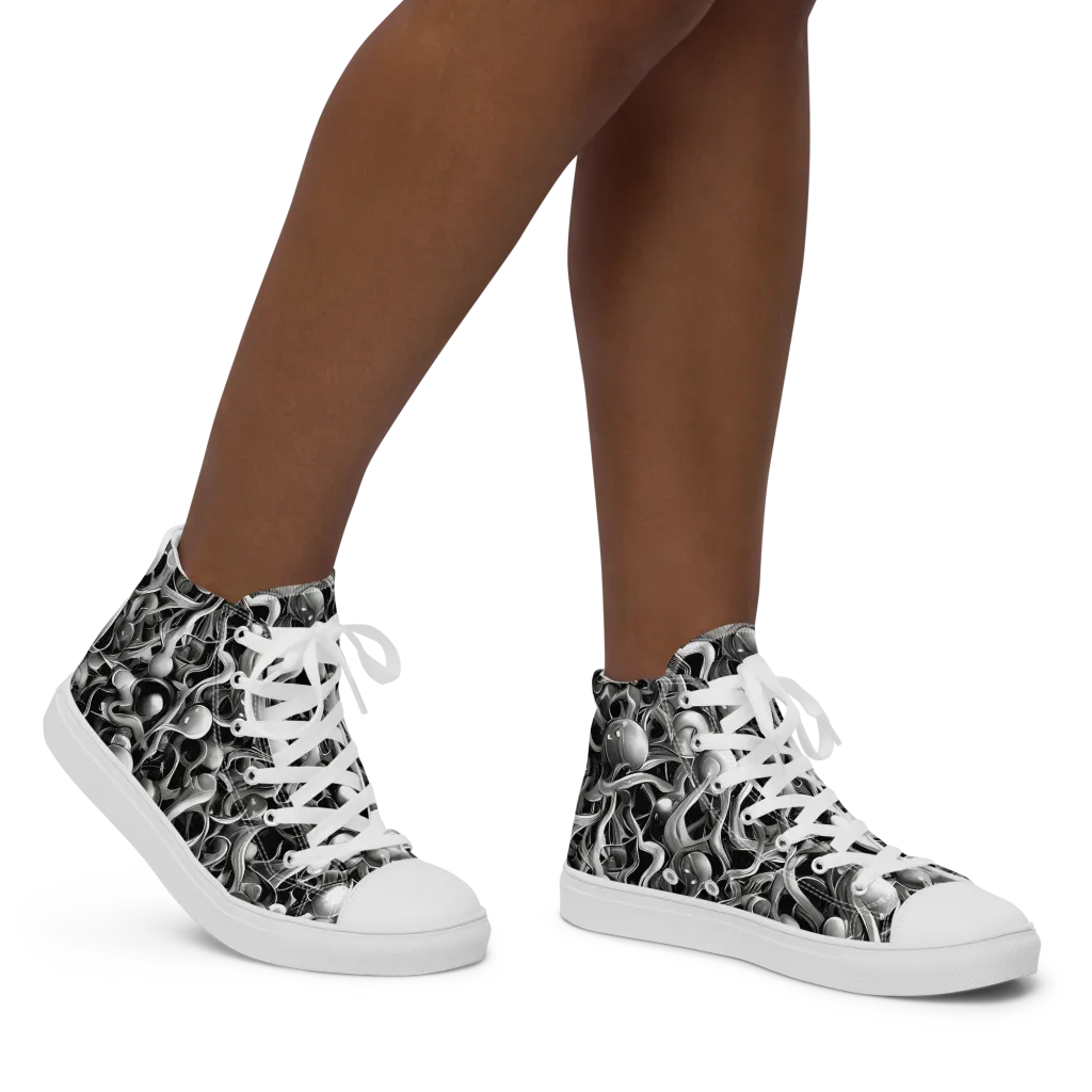Fluid Monochrome on Women's High Top Canvas Shoes — Right