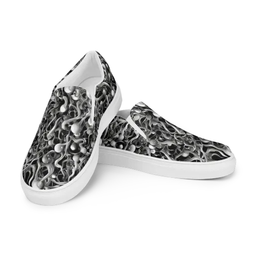 Fluid Monochrome on a Men's Slip-On Canvas Shoes