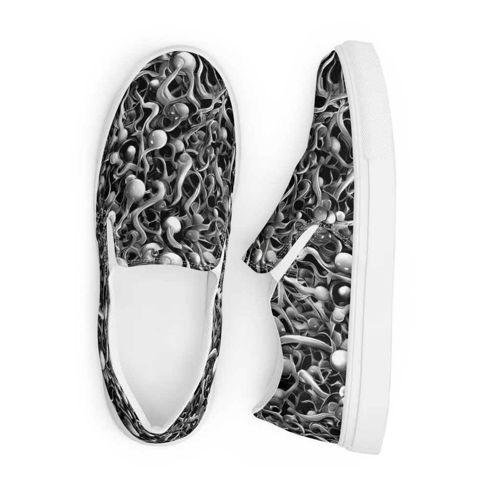 Fluid Monochrome on Men's Slip-On Canvas Shoes — Front