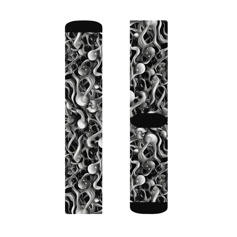 Fluid Monochrome on Socks — Right Sock