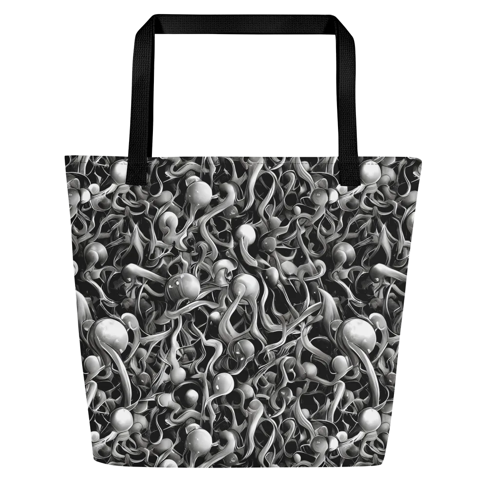 Fluid Monochrome on Large Tote Bag W/ Pocket — Front