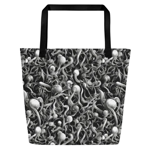Fluid Monochrome on a Large Tote Bag W/ Pocket