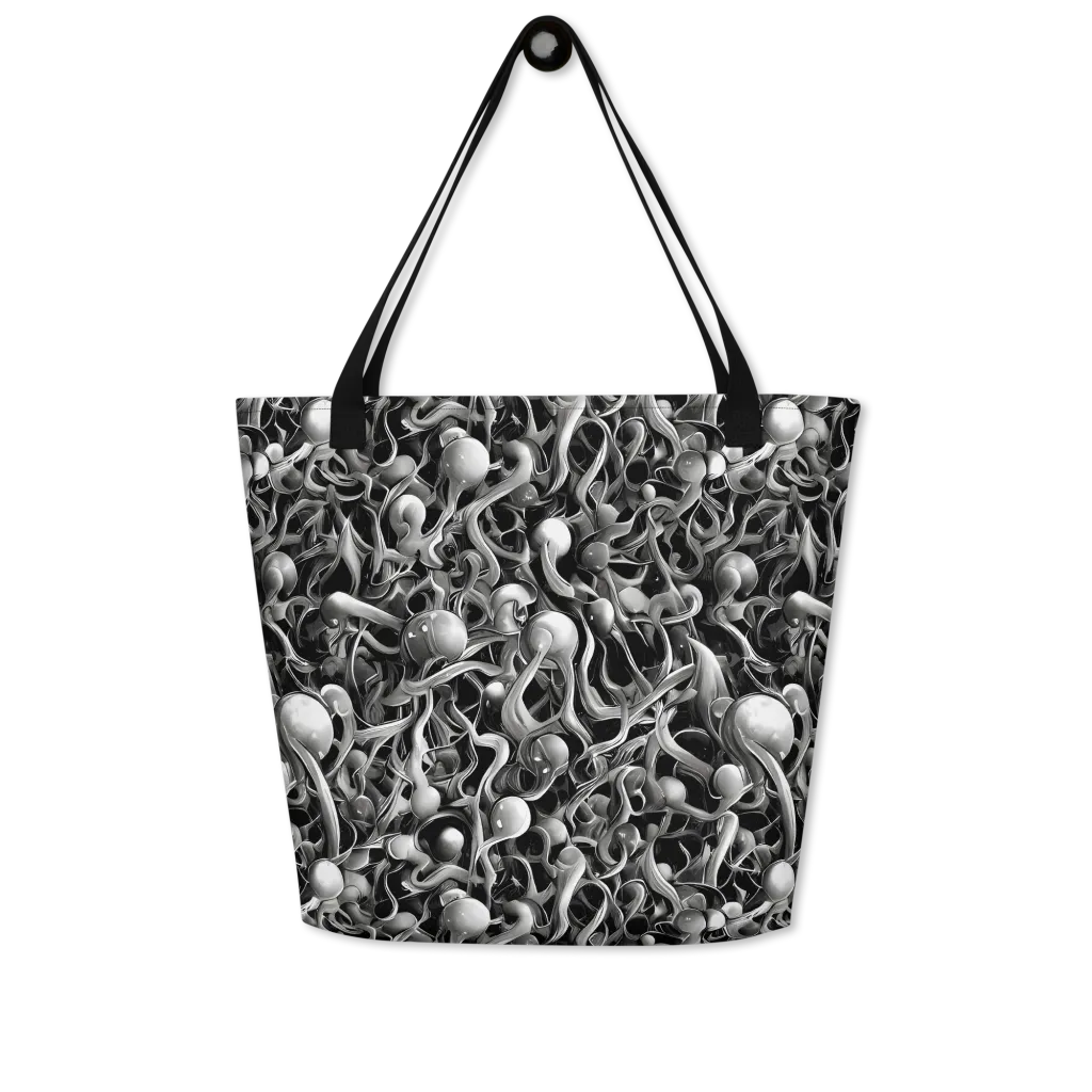 Fluid Monochrome on Large Tote Bag W/ Pocket — Front