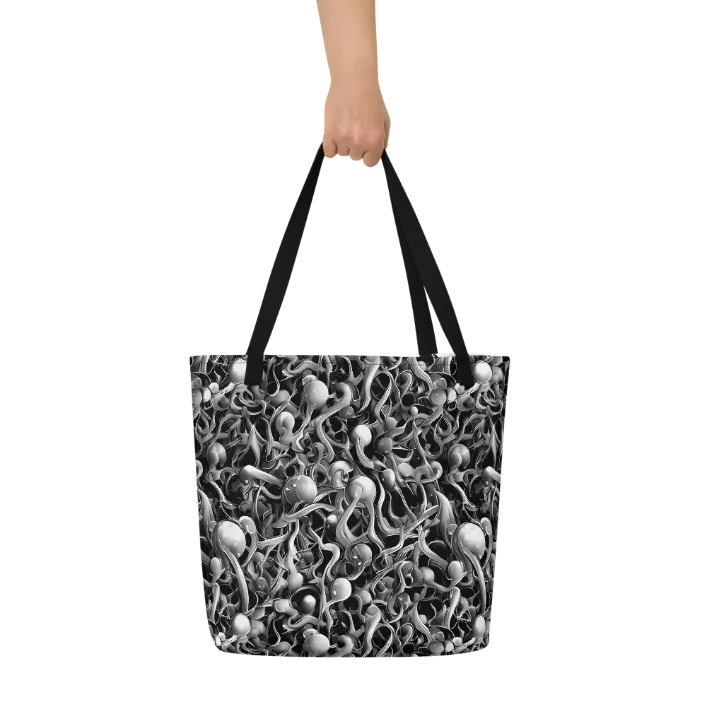 Fluid Monochrome on Large Tote Bag W/ Pocket — Front