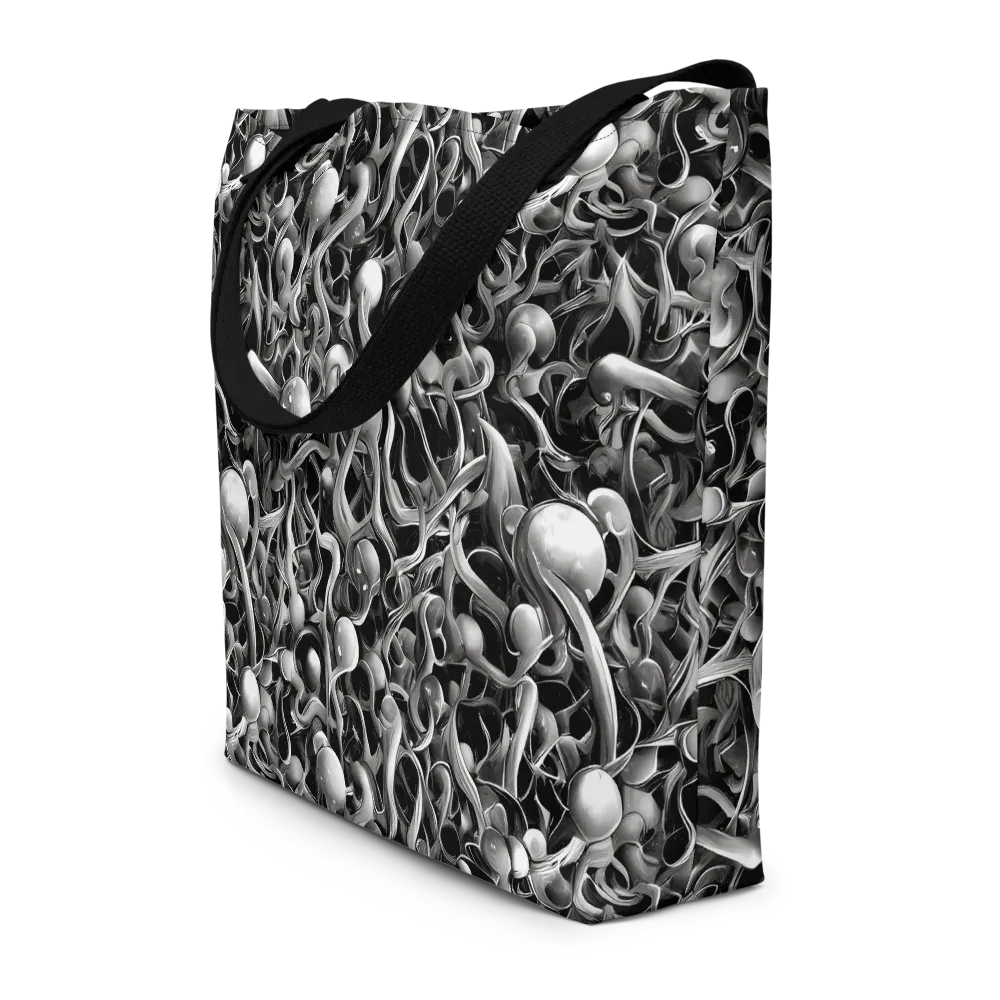 Fluid Monochrome on Large Tote Bag W/ Pocket — Front
