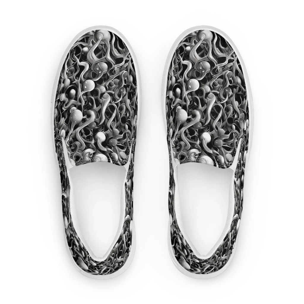 Fluid Monochrome on Women's Slip-On Canvas Shoes — Front