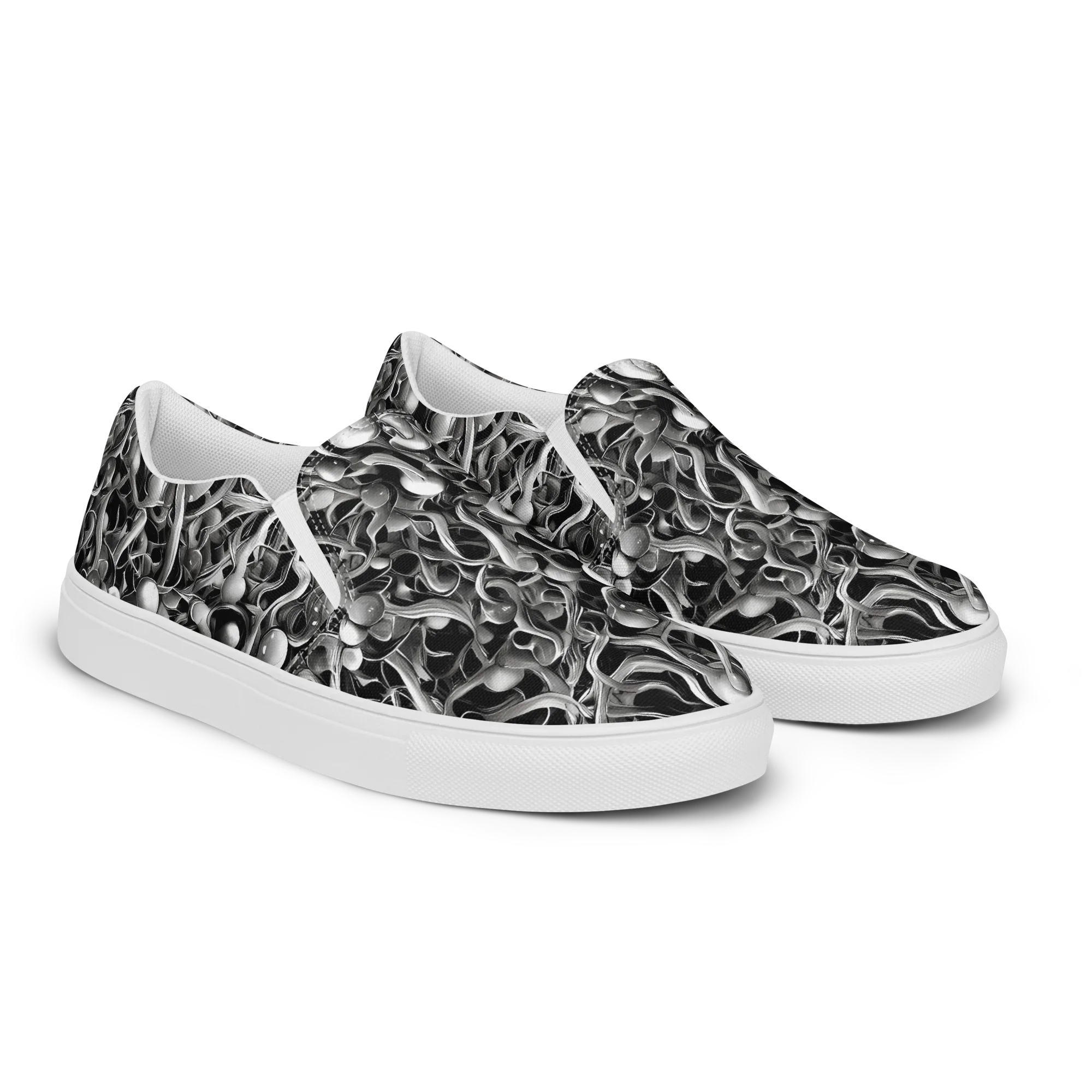 Fluid Monochrome on Women's Slip-On Canvas Shoes — Right Front