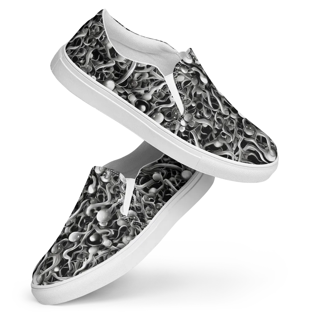 Fluid Monochrome on Women's Slip-On Canvas Shoes — Front