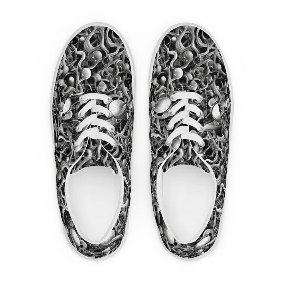Fluid Monochrome on Men's Lace-Up Canvas Shoes — Front