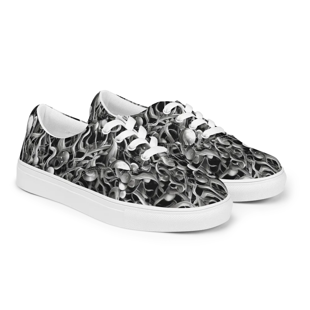 Fluid Monochrome on Men's Lace-Up Canvas Shoes — Right Front