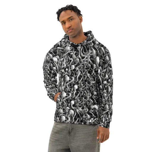 Fluid Monochrome on a Cotton Hoodie
