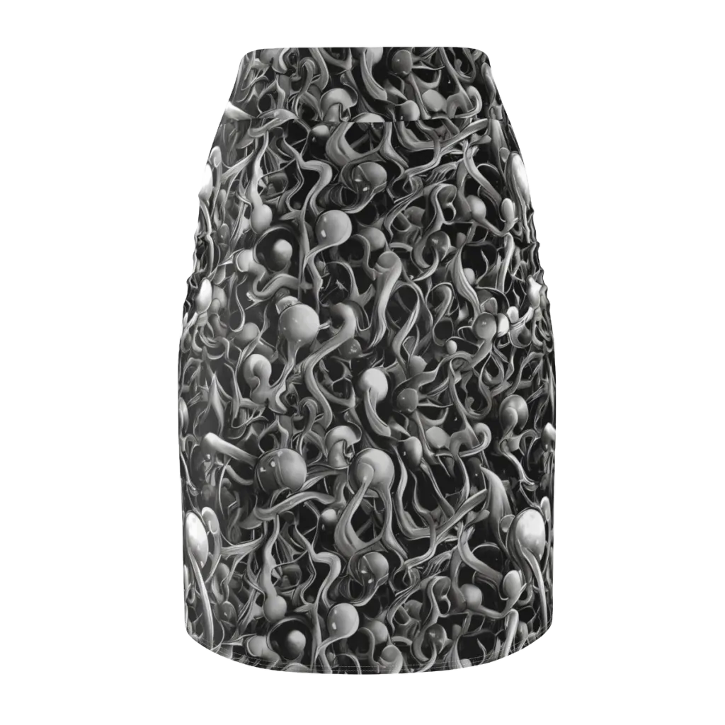 Fluid Monochrome on Pencil Skirt — Back