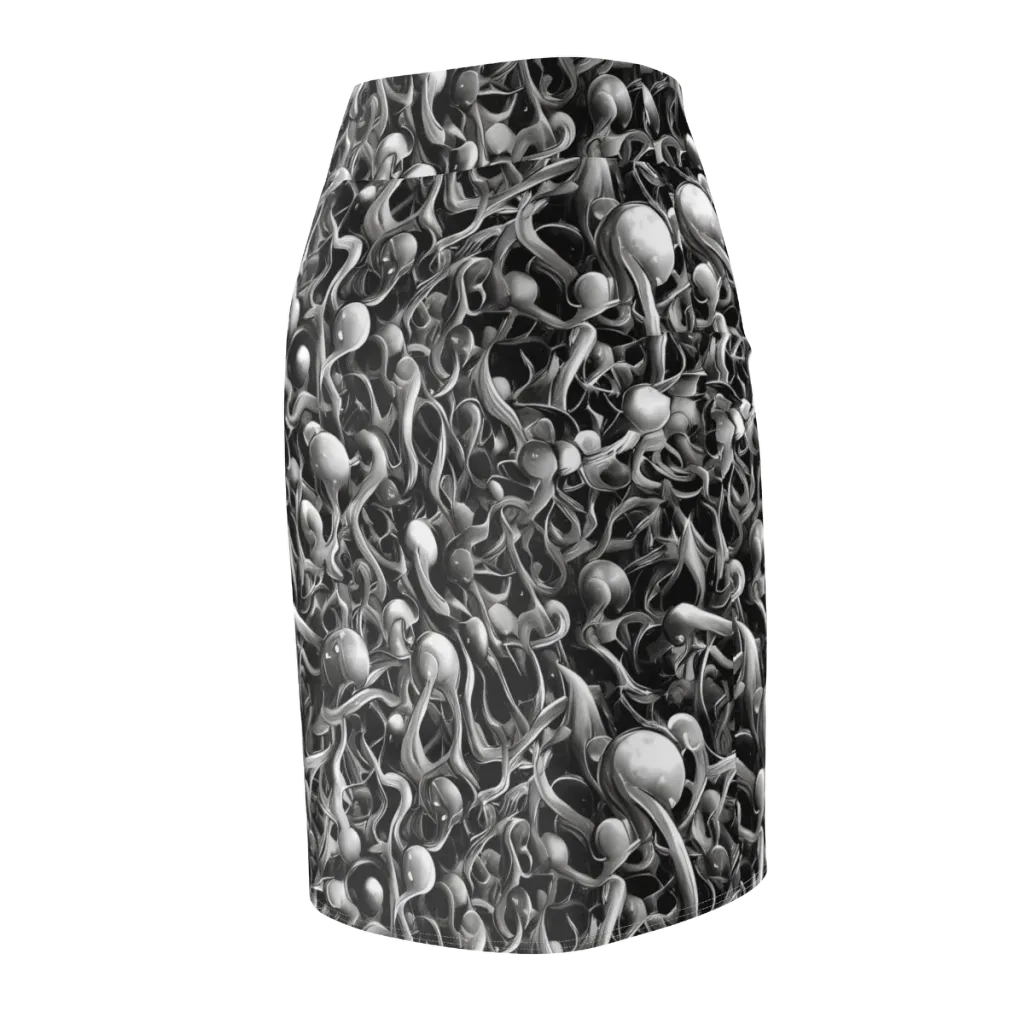 Fluid Monochrome on Pencil Skirt — Back Side