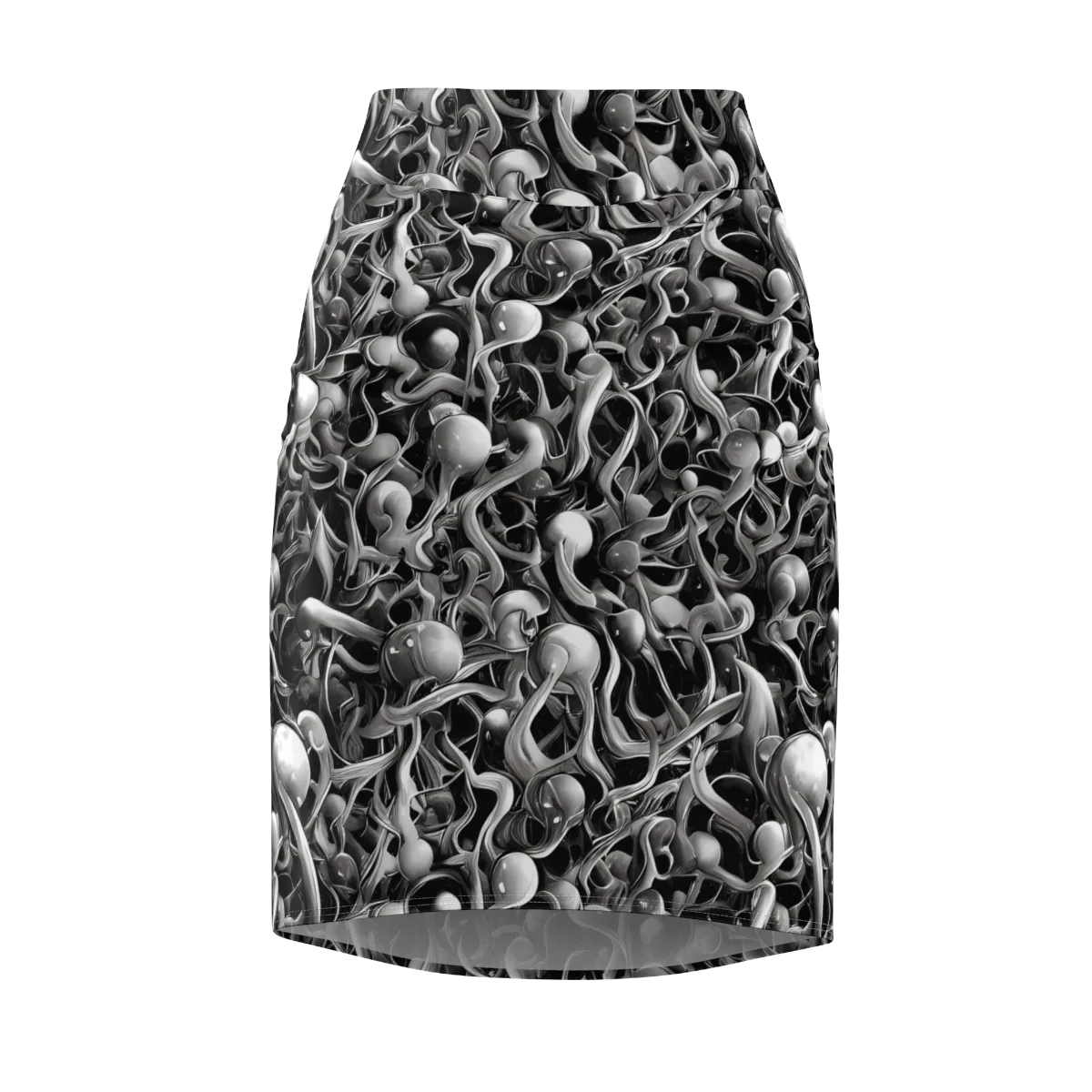 Fluid Monochrome on Pencil Skirt — Front