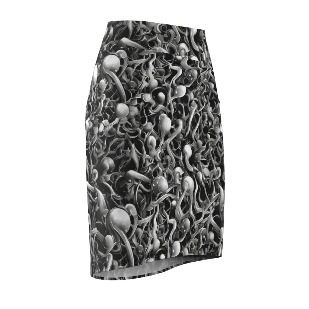 Fluid Monochrome on Pencil Skirt — Front Side