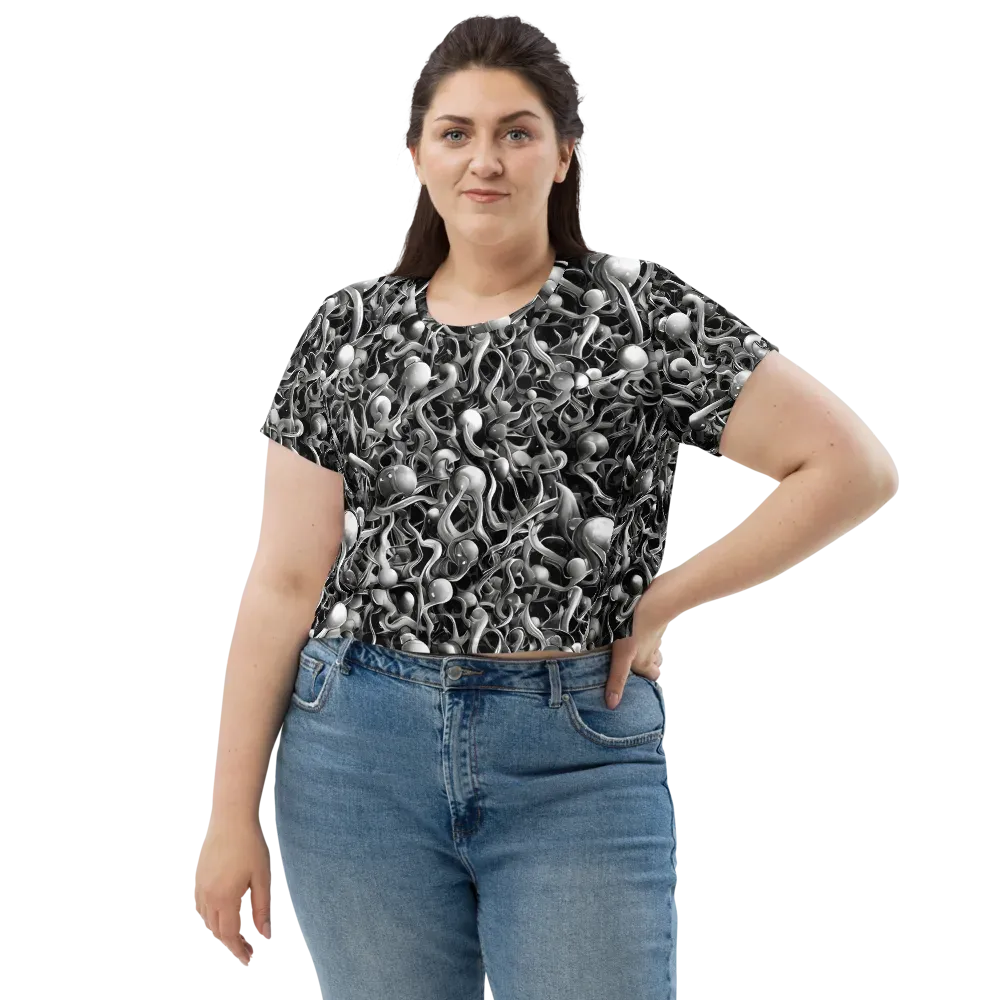 Fluid Monochrome on Crop Tee — Front