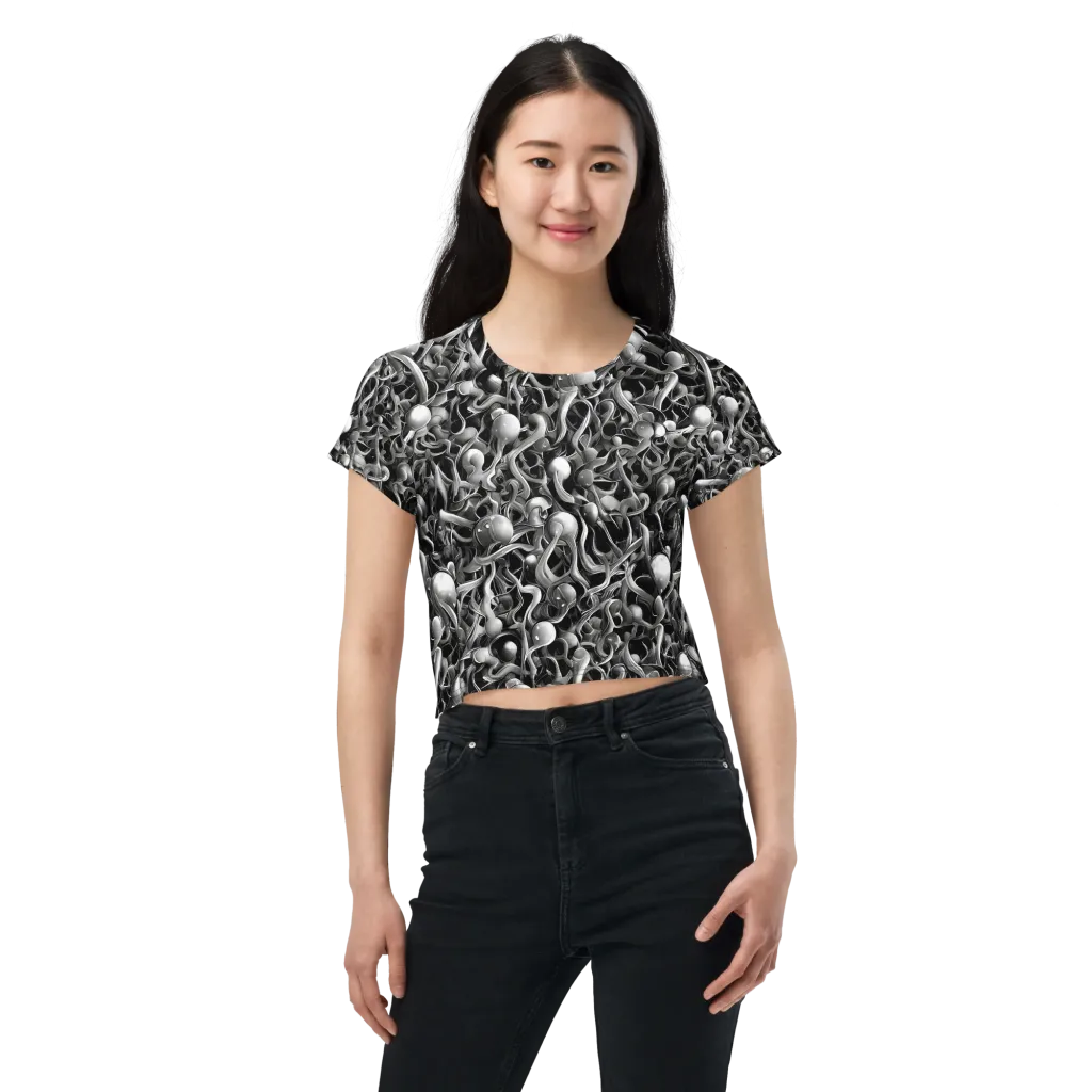 Fluid Monochrome on Crop Tee — Front