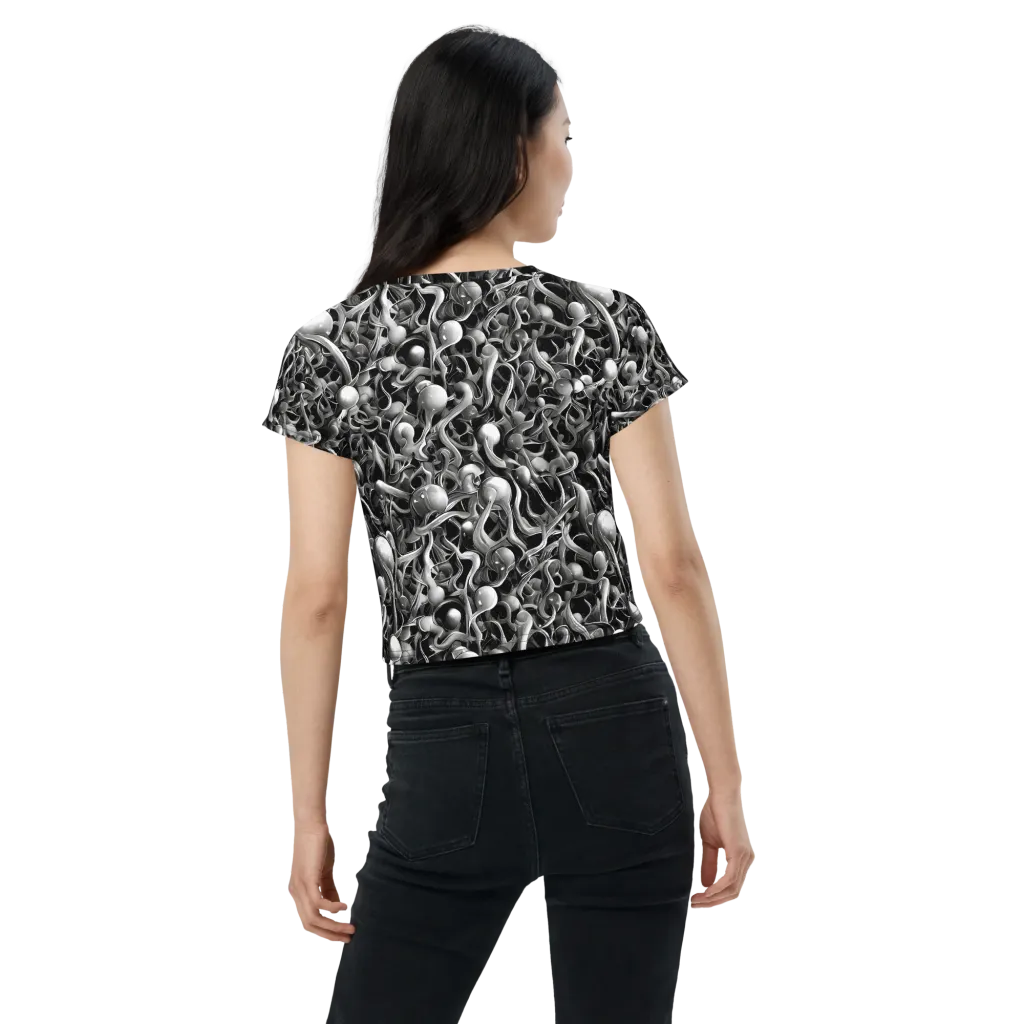 Fluid Monochrome on Crop Tee — Back