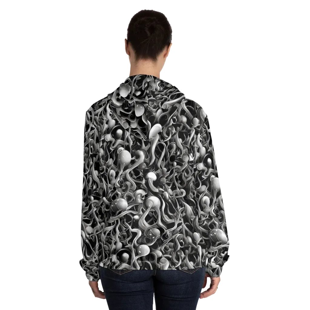 Fluid Monochrome on Women's Full-Zip Hoodie — Back On Person