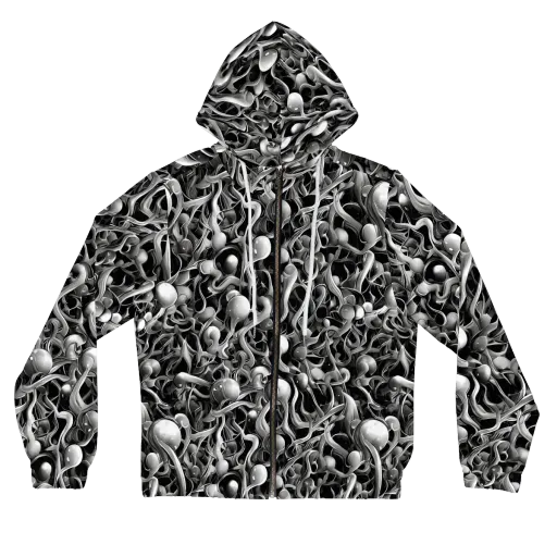 Fluid Monochrome on a Women's Full-Zip Hoodie
